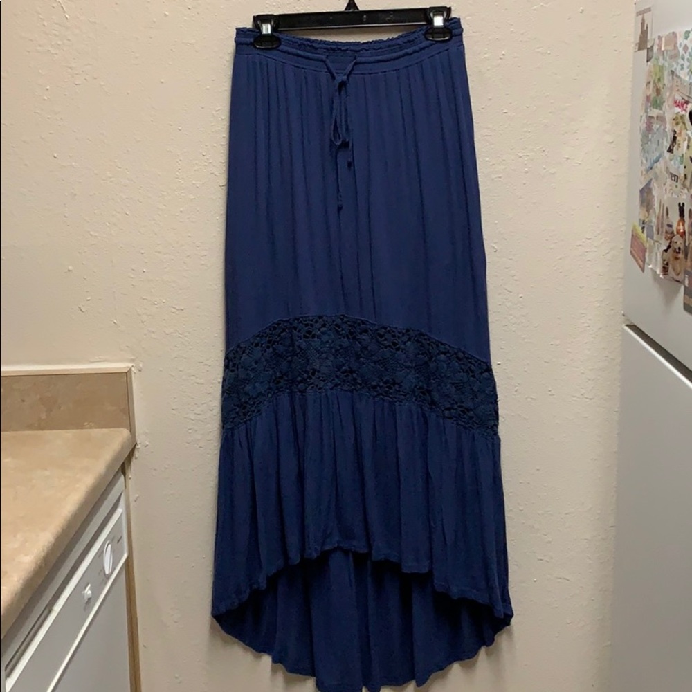 Navy Boho High Low Skirt